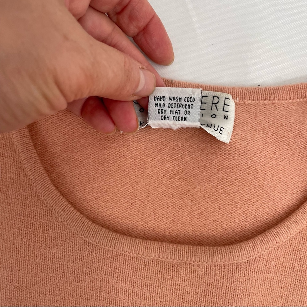 Cashmere Collection Saks Fifth Avenue Short Sleeve Top Size S Dusty Coral - Picture 4 of 7
